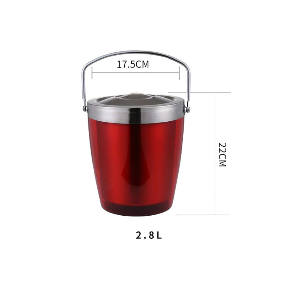 Edelstahl Dicken Eiskübel Rot,Sommer bar Eiseimer sektkühler eiswürfelbehälter mit Zange und Deckel Edelstahl Weinkühle Eiskübel