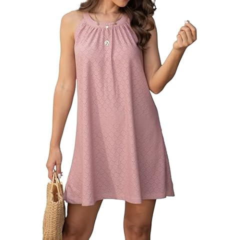 Zoye Chen Swimsuit Bathing Suit Cover Up for Women Hollow Out Crochet Coverup Sleeveless Beach Summer Tank Dresses (Dirty Pink, Medium) Cover