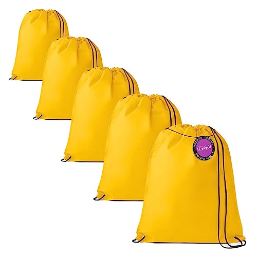 Kit 5x Mochilas tipo Saco Gym Sack em TNT Premium 33x40cm Marino TopGet (Amarelo)