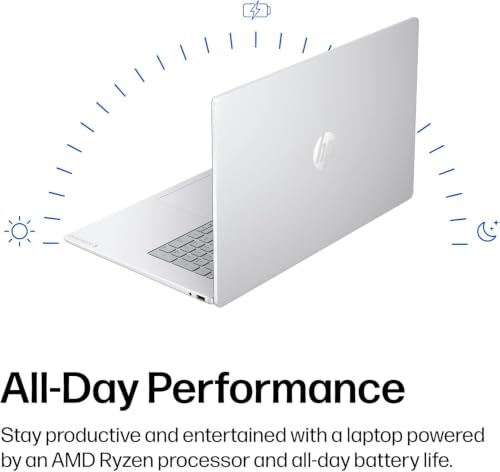Image of HP OmniBook 3 Laptop, 17.3 inch FHD Touchscreen, 32GB RAM, 2TB SSD | Backlit, Numeric Keypad, AMD Ryzen 5 130 (up to 4.55 GHz max Boost Clock, 6 cores), Windows 11