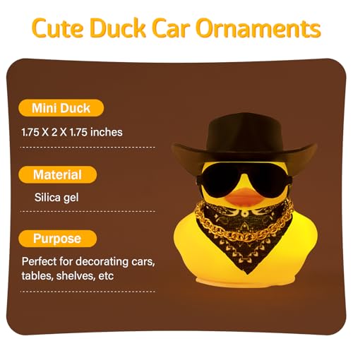 image for wonuu Rubber Duck with Light, Mini Ducky with Sunglasses Bandana Neckl