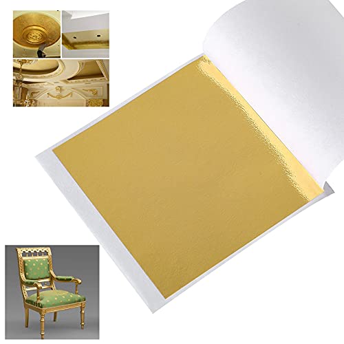DECONICER 100 Sheets Imitation Gold Leaf Sheets.Gold Foil Sheets are Suitable for Art,Gilding,Decoration,Crafts,Pictures,Frames,Sculpture,Furniture.3.15×3.35 inches.