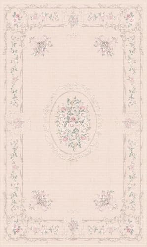 Tribesigns ラグ カーペット 滑り止め付き 花柄 柔らか 肌触り良い 洗濯可能 子供部屋 リビング 床暖房ホット 屋内用 オールシーズン ベージュ 240*300CM