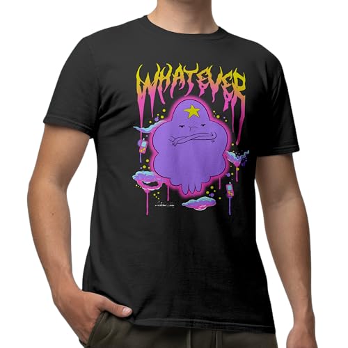 Adventure Time Lumpy Space Princess Whatever Cartoon Casual Adult Unisex Men's & Women's Short Sleeve T-Shirt (Large, Black)