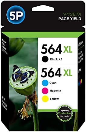 564XL 564 Ink Cartridges 5 Pack High Yield Compatible with HP 564 564XL Ink Cartridges Combo Pack Replacement for Photosmart 5520 5525 6520 7520 5510 6510 7510 7525, Premium C309G(2BK/C/M/Y)