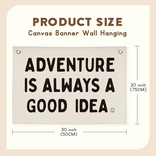Image of Nursery Decor, Boys Room Decoration Adventure Is Always A Good Idea Motivational Banner for Playroom, Nursery Hanging Linen Banner Wall Canvas Flag, Toddler Teen Room Dorm Decor 30x20