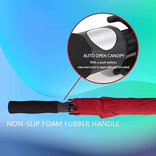 Goothdurs 62 Inches Golf Umbrella Automatic Open Windproof Waterproof Large Double Canopy Vented Rain Stick Umbrellas For Men Women #TOP5