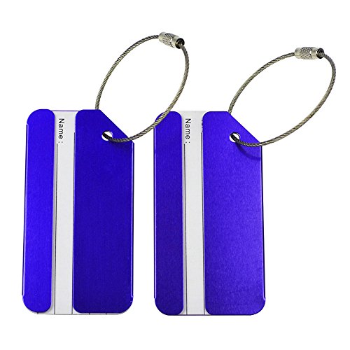 CSTOM 2x Azul Metal Etiquetas de Equipaje Bolsa Identificador Nombre
