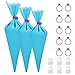 Kootek 28 Pieces Cake Decorating Tools with 12 Pack 3 Sizes(12 + 14 + 16 inches) Reusable Silicone Piping Pastry Bags, 6 Standard Couplers and 10 Icing Bag Ties Baking Supplies (Blue)