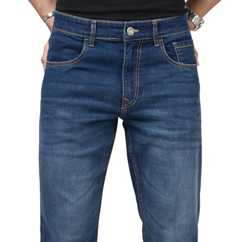 Image of WROGN Men's Stretch Denim Jeans | Straight Fit | Casual Style | Mid Rise