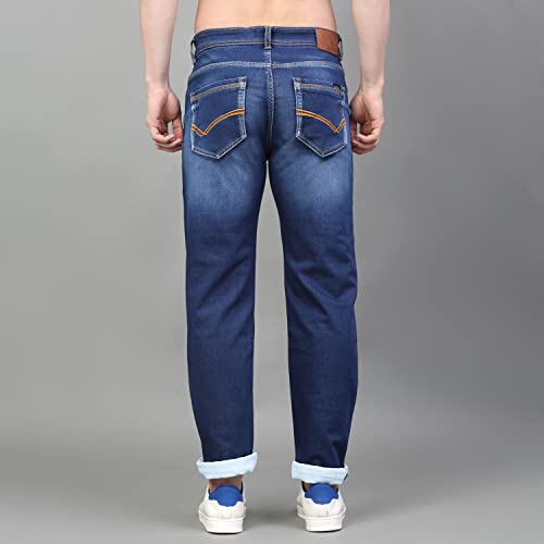 Image of LOUIS STITCH Mens Jeans Italian Cloth Denim Mid Rise Super Stretch Butter Comfort Relaxed Fit Jeans for Men (LSJNC-BU92)