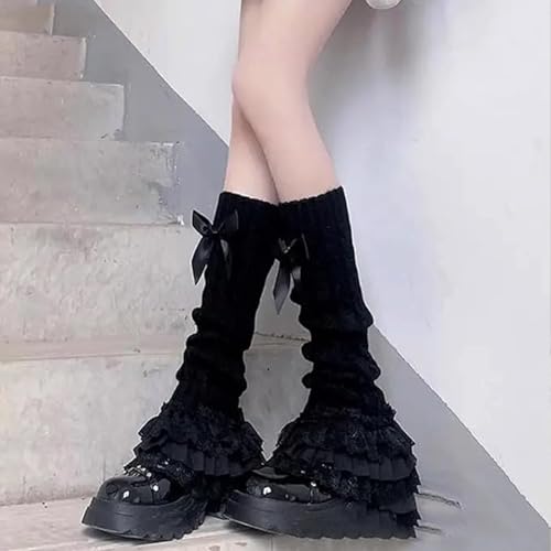 2 Pcs Lace Leg Warmers, Leg Warmers With Bows, Lolita Accessories, Kawaii Cute Y2k Bow Lace Knee Socks for Lolita4