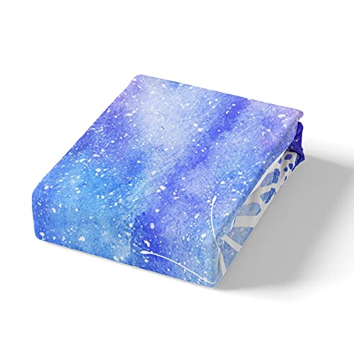 Image of White Butterfly Bed Sheet Set Kids Watercolor Galaxy Sheets Set 4pc Butterfly Wings Microfiber Soft Bedding Set,1 Flat Sheet,1 Deep Pocket Fitted Sheet,2 Pillow Cases(Queen Size)