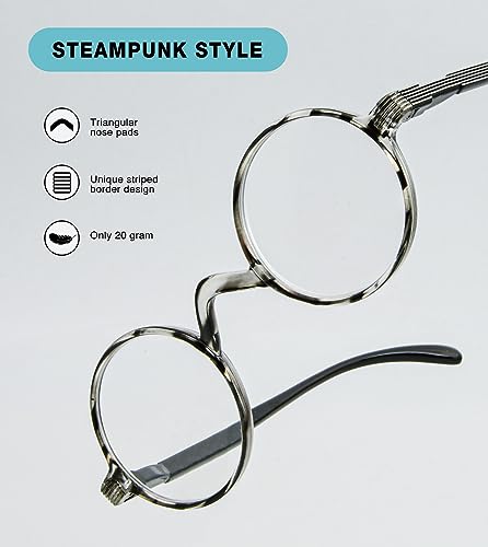Professor Round Reading Glasses for Women Men Vintage Readers(Transparent Tortoise +2.00)4