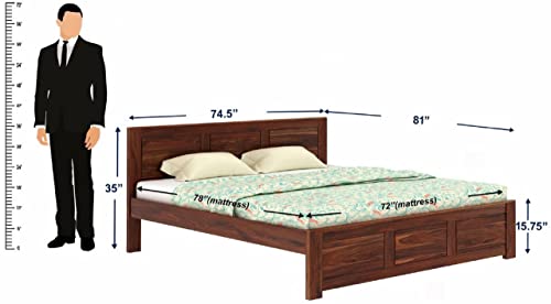 Image of WOODLAB Furniture Solid Sheesham Wood King Size Bed Without Storage Wooden Double Bed Furniture for Bedroom Living Room Home (Honey Finish)