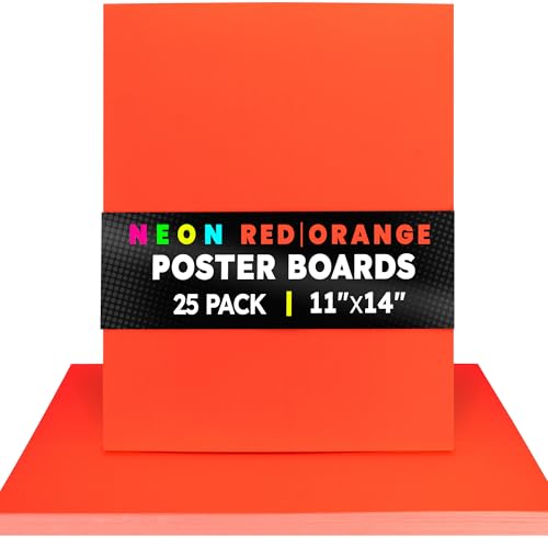 Image of Hygloss Medium Poster Board 11x14 - 25 Neon Red-Orange Single Color Bulk Pack - 10 Pt. Thickness Colored Poster Board Paper for Projects, Signs, Displays - Posterboard Multipack 11 inch x 14 inch