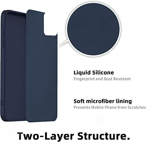 Image of DIZORO Square Candy Liquid Silicone iPhone Case Cover Compatible for iPhone 13 Pro Max, All Cube Series with Microfiber Lining Compatible iPhone 13 Pro Max (6.7 inch) - Dark Blue