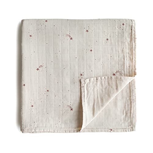 Image of mushie Muslin Baby Swaddle Blanket | 100% Organic Cotton (Falling Stars)