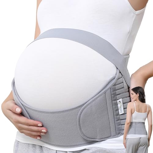 NEOtech Care Cinturón de maternidad Apoyo durante el embarazo - banda para abdomen/cintura/espalda, faja de premamá para el vientre (Gris, L)