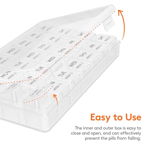 Image of Lifewit Monthly Pill Organizer Once a Day, 28 Day Pill Box, Clear, 28 Grids