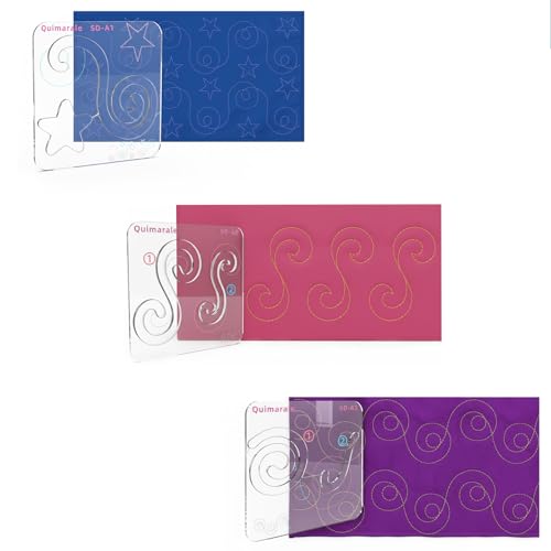 Quimarale Swirl Design Free Motion Quilting Templates Series Includes Instruction Quilting Templates for Machine Quilting Creative Design Quilting Stencils Supplies for Domestic Sewing Machine (SD-A)
