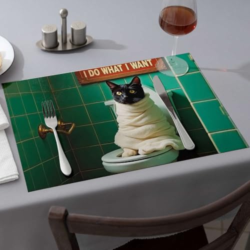 Sets de table chat rigolo pour repas en famille et décoration de cuisine
