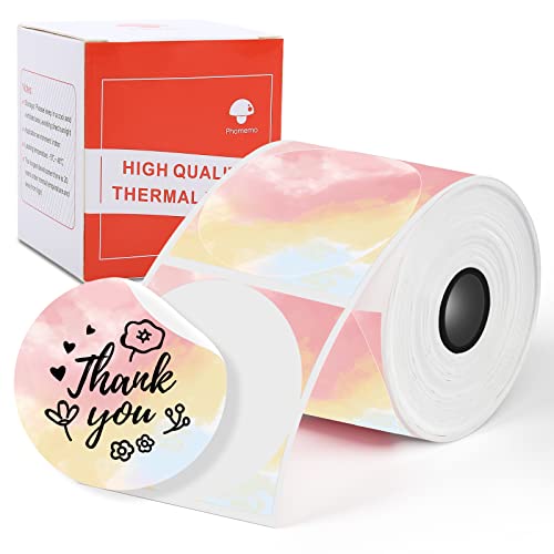 Image of Phomemo Circle Color Labels,1.96 inchx1.96 inch, for M110 /M100 /M220 /M108, 140 PCS | 1 Roll Multi-Purpose Round 50x50mm Gradient Thermal Stickers for Kids & School, Barcode, Logo, Business, Home, Organization