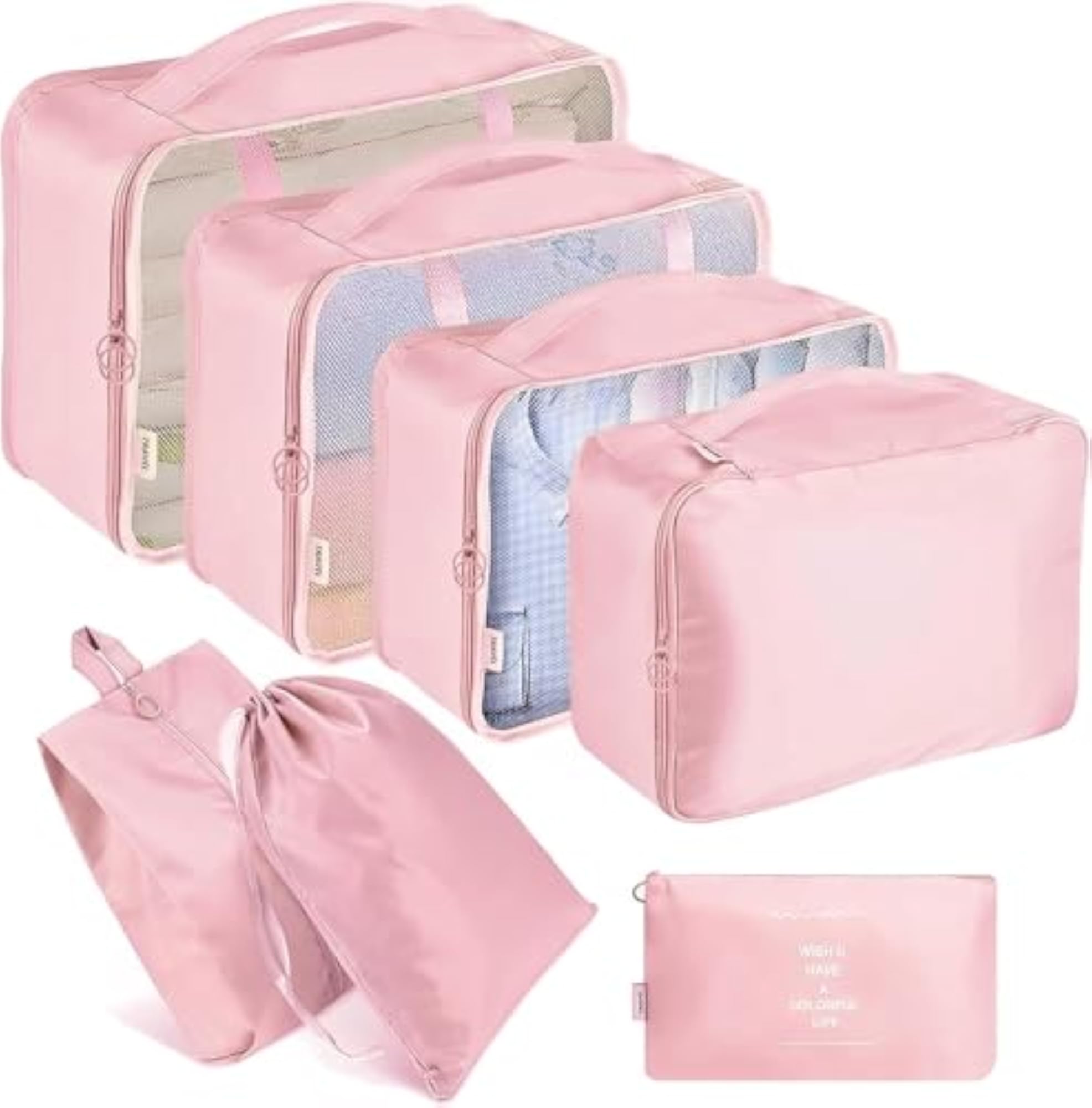 7 Pieces Travel Organizer Pouches, Packing Cubes for Luggage