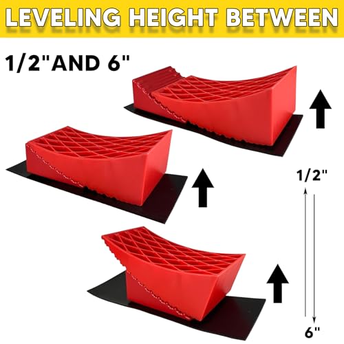 Yiyitools QP-1-006 2 Pack Rv Leveling Blocks Ramp Kit,Travel Trailer Leveling Blocks,Including 2 Curved Levelers,2 Chocks And 2 Anti-Slip Mats,Up To 35,000 Lbs,Non-Slip Design thumb #4