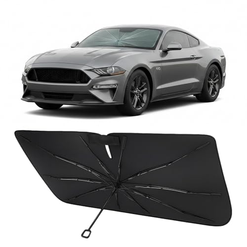 Image of Proadsy Custom Fit Windshield Sun Shade Umbrella for 2015-2023 Ford Mustang | Advanced Ice Crystal Material, -54F Cooler, Zero-Gap Sunblock, Instant Setup & Foldable Design for Summer Parking, Daily Use