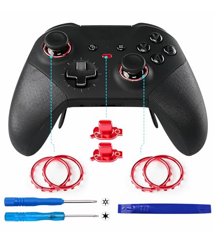 Image of Ceozon Replacement Joystick Rings Accessories Kit for Xbox Elite 2 Controller Xbox One Elite Controller Series 2, Included Sharing Button, Screwdriver Red