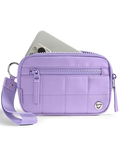 Uselike Womens Wallet Card Holder Purse with Zipper Quilted Phone Wallet RFID Blocking Small Wristlet Wallets for Everyday Travel (Lavender Purple)