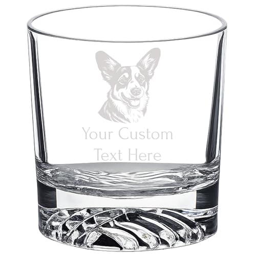 Cardigan Welsh Corgi Dog Breed, Personalized 9 oz Polar Camel Glass Custom Round On The Rocks Etched Glass, Bourbon Glass Old Fashsioned Laser Engraved Clear, Customized Text