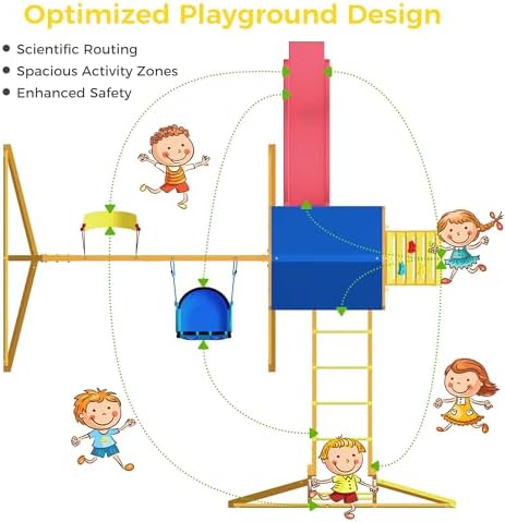 SuniBoxi Wooden Swing Sets for Backyard, Playground Sets for Backyards with a...
