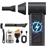 3-in-1 Cordless Turbo Fan Vacuum ， Portable Mini 100,000 RPM Small Powerful Blower Fan with LED Light, for PC/Keyboard Cleaning, Car Detailing, Pet Hair & Leaf Blowing, Home/Car Electronics Cleaner