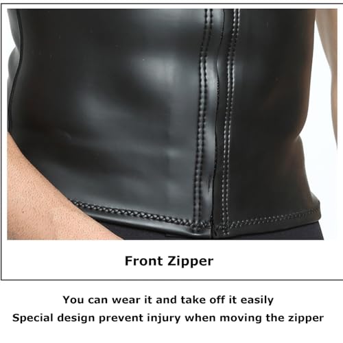 Traje de neopreno para hombre de 2MM sin mangas, chaqueta ligera para nadar y bucear (Negro_X-Large) miniatura 6