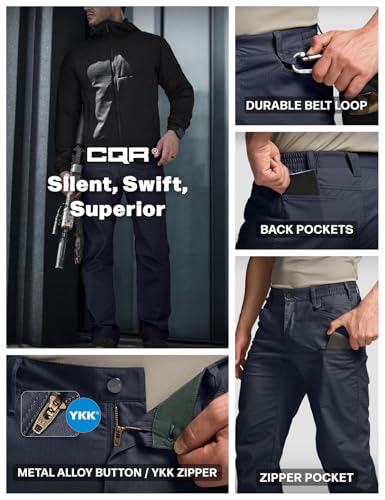 Image of CQR Men's Flex Stretch Tactical Pants, Water Resistant Ripstop Cargo Pants, Lightweight EDC Outdoor Work Hiking Pants