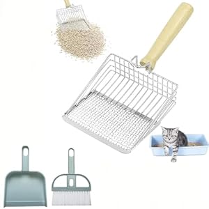 Kiuiom Katzenstreuschaufel Metall mit Holzgriff