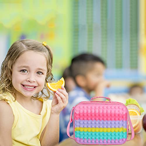 Kids Lunch Box,Girls Pop Lunch Box Tote Bag,Reusable Insulated Lunch Box For Girls, Rainbow Unicorn Lunch Box Bag For School,Lightweight Water Resistant Cooling Lunch Containers Durable Zippered #TOP1