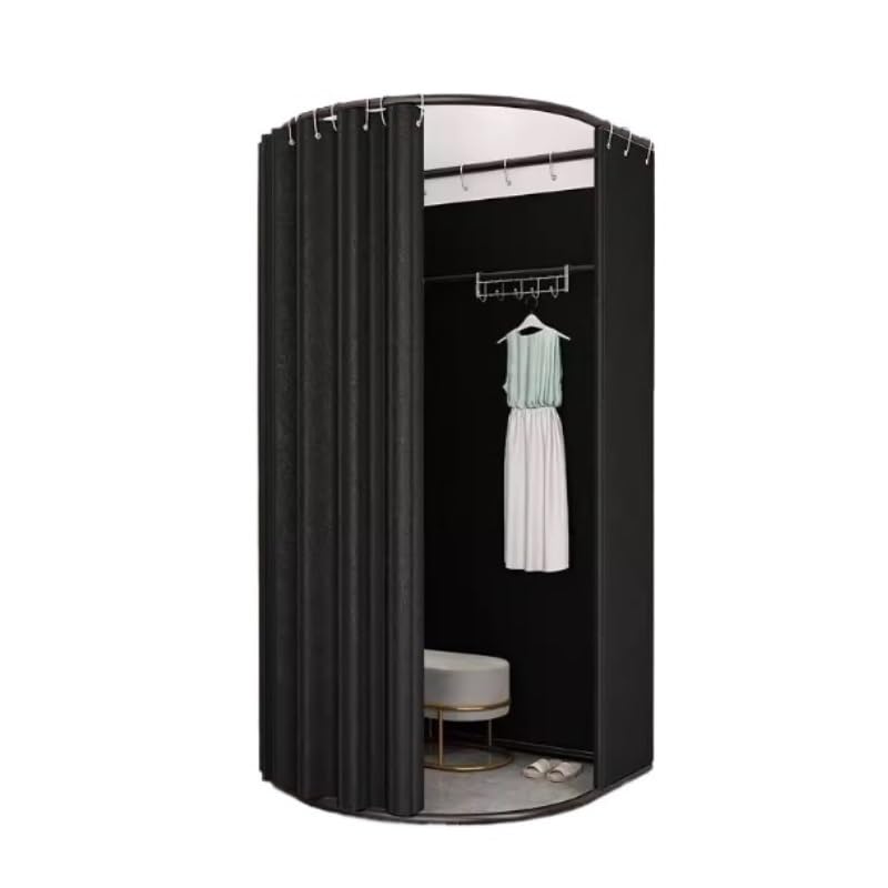 Cabine d'essayage mobile et pliable avec grand rideau d'occultation thermique pour bureau