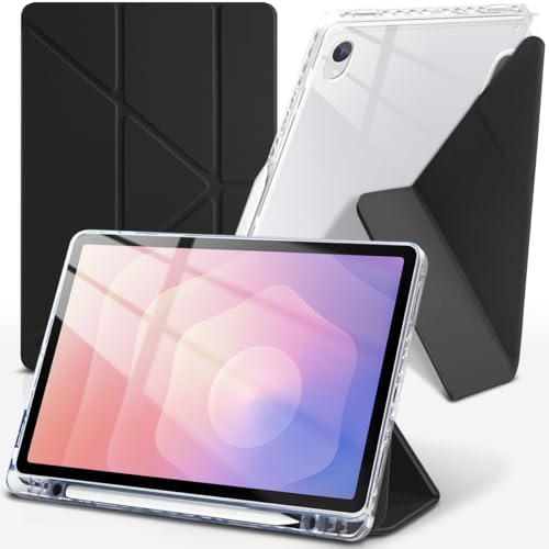 W-PROLUD Slim Tri-Fold Case for Samsung Galaxy Tab S11 2025 11 Inch - Clear Back, S Pen Holder, Auto Wake/Sleep, Multiple Viewing Angles (Black, Samsung Galaxy Tab S11 11')