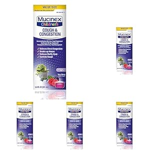 Mucinex Children’s Congestion & Cough Liquid, Berrylicious, 6.8oz (Packaging May Vary) (Pack of 5)