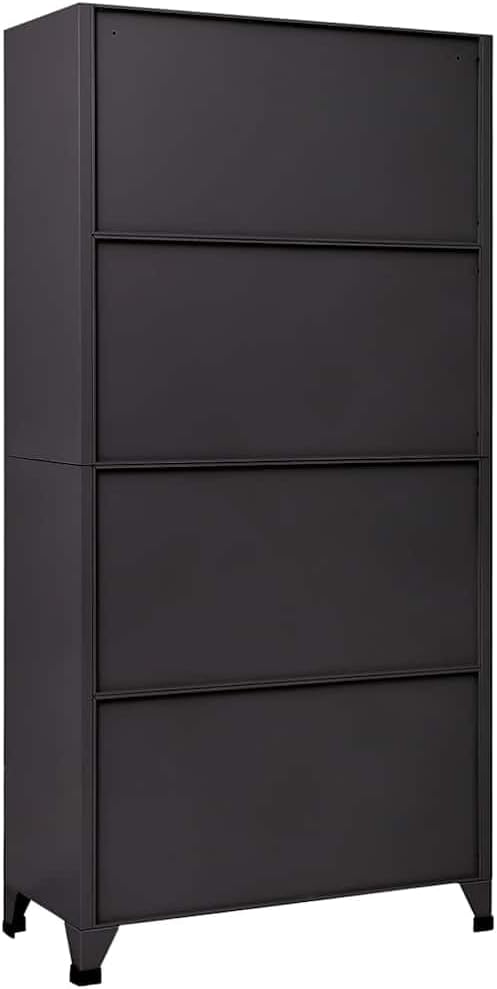 Anthracite and Red Steel Standard Locker Cabinet with Six Compartments, Durable Powder-Coated Steel Construction and Secure Cam Locks for Office Storage Organization