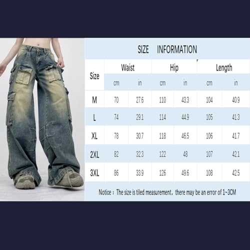 Women's Gothic Work Pants, Women's Hip Hop Street Multi Pocket Loose Jeans, Y2K Jeans3