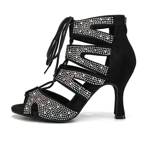 RUYBOZRY Women's Ballroom Latin Salsa Dance Shoes Lace-Up Open-Toe...