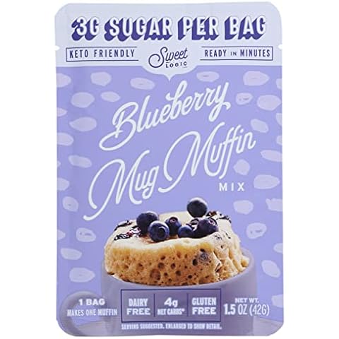 Sweet Logic Blueberry Mug Muffin Mix, 3g Sugar, Ready in Minutes, Keto, Dairy Free, Gluten Free, 1.5 Ounce (Pack of 10) Cover