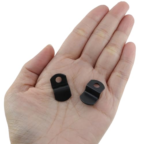 Image of T Tulead Black Offset Canvas Clips 1 /4 inch Single Hole Mirror Clip Iron Offset Clip for Picture Framing 20PCS with Screws