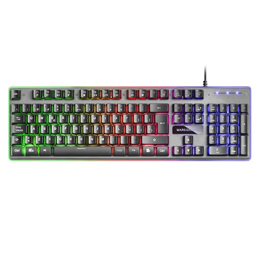 Mars Gaming MK220ES, Teclado Gaming H-Mech, FRGB Rainbow y Halo, Antighosting, Idioma Español