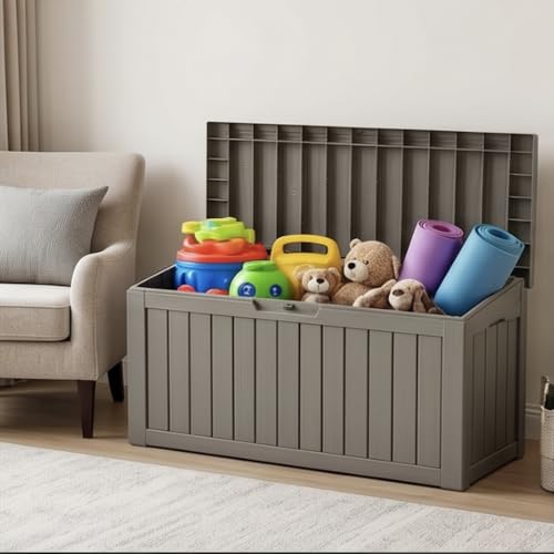Image of The Artment Grey StorraDeck 272 Ltr Storage Box - Waterproof, UV-Resistant Resin Deck Box with Lockable Lid for Indoor & Outdoor Multipurpose Use | Durable Storage for Balcony, Hall, Garden & Patio