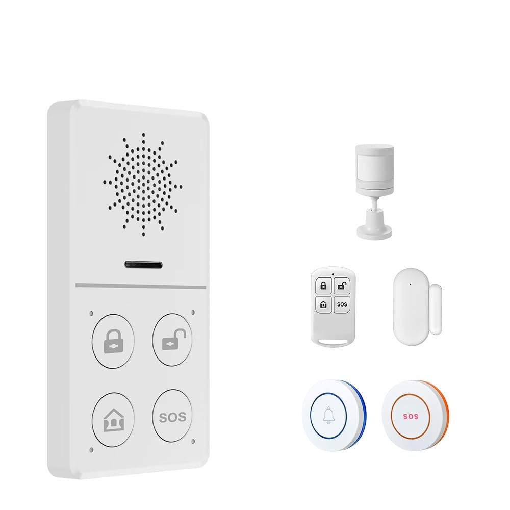 Kits de alarma antirrobo inteligente WiFi (anfitrión, sensores de puerta/movimiento, botón de emergencia SOS, timbre, control remoto), seguridad del hogar y automático, alarma antirrobo 130DB